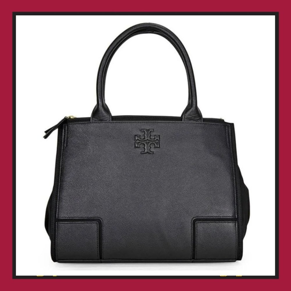Tory Burch Ella Leather & Canvas Tote Bag